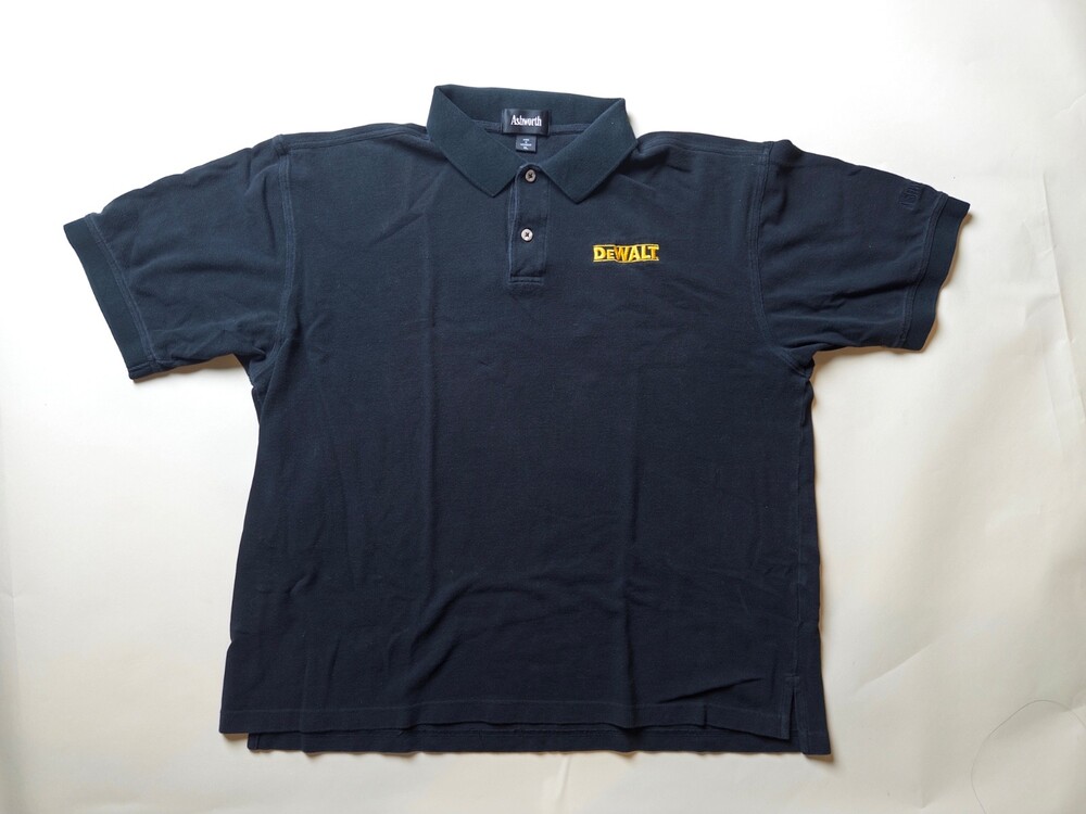 Ashworth Polo Shirt Mens XL Black DeWALT Embroidered Logo Golf Workwear Cotton